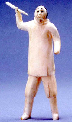 Sculpture of a hunter holding a spear