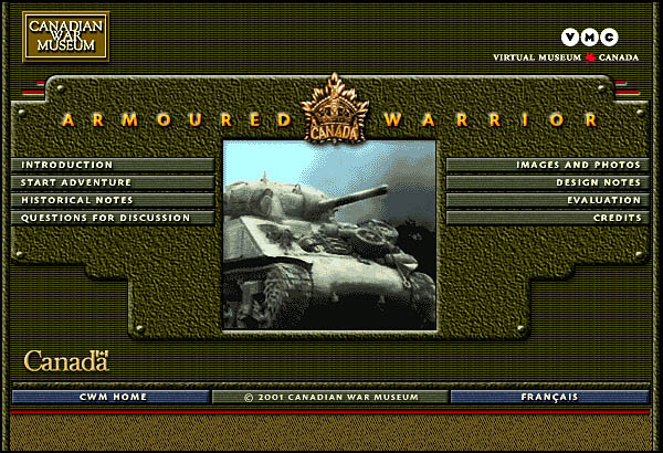Canadian War Museum Armoured Warrior home page.