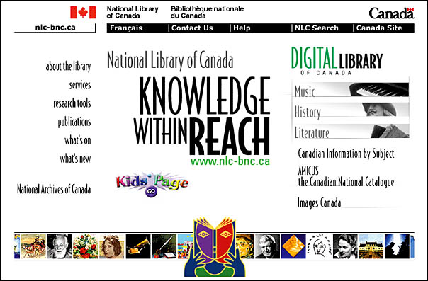Home page of the National Library of Canada