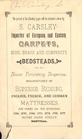 Carsley 1885, page de couverture.