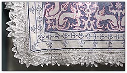 Tablecloth with Assisi embroidery (detail) Photo: Steven Darby, CMC CD2004-1169 D2004 - 18517