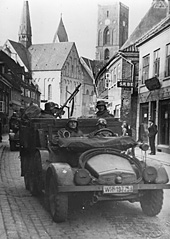 German soldiers leaving Ribe, Denmark, after liberation, 1945.