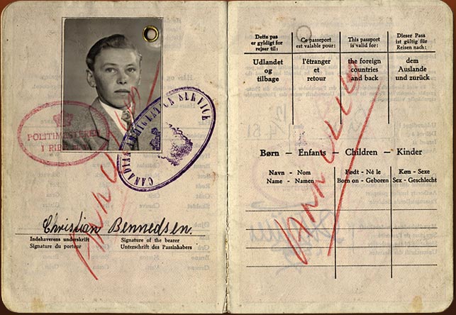  Inside pages from Chris Bennedsen’s Danish passport