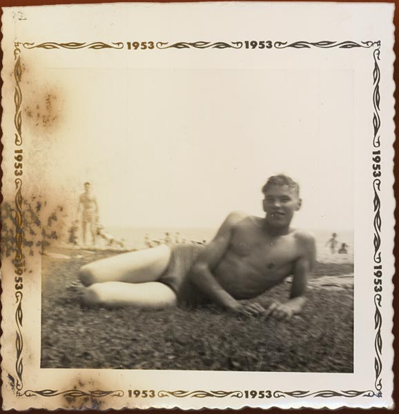 Chris on the beach, Cobourg, Ontario, 1953