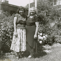 Connie and Carmela Colangelo in the backyard of their Arlington Avenue home, ca 1951