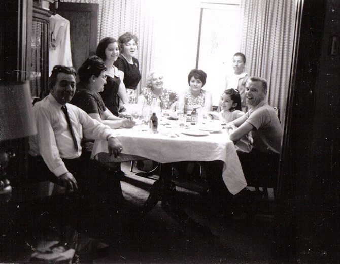 Chris Bennedsen (far right) with the Colangelo family, ca 1960. 