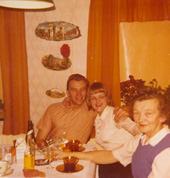 Chris Bennedsen, Anna Lisa Hubschmann (a Spandet neighbour), and Anna Bennedsen, Spandet, Denmark, August 1967.