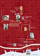 Map of various projects that Chris worked on in Toronto.