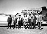 Executive group members and federal ministers, Sept-les airport, August 24, 1951