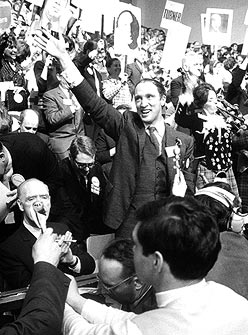 Pierre Trudeau at Liberal leadership convention, April 6, 1968
