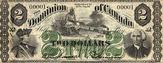 Two-dollar bill, Dominion of Canada, 1870