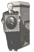 Marius Barbeau holding a portrait of Gagnon., © CMC/MCC, J-13017