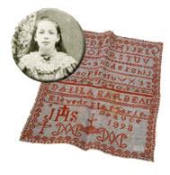 Dalila Barbeau and piece of embroidery, done in 1898., © CMC/MCC, 