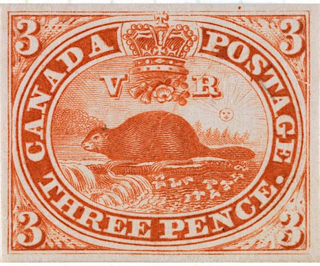 Three Pence Beaver plate proof in red