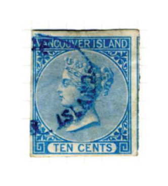 Imperforate Vancouver Island Ten Cents, used