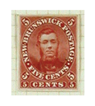 New Brunswick Five Cents plate proof in red