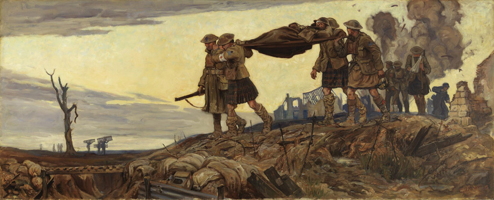 Painting of stretcher bearers during the First World War