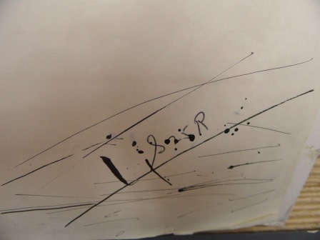 La signature de Jacques St-Cyr, qui a finalisé le dessin de la feuille d’érable à 11 pointes sur le drapeau du Canada.