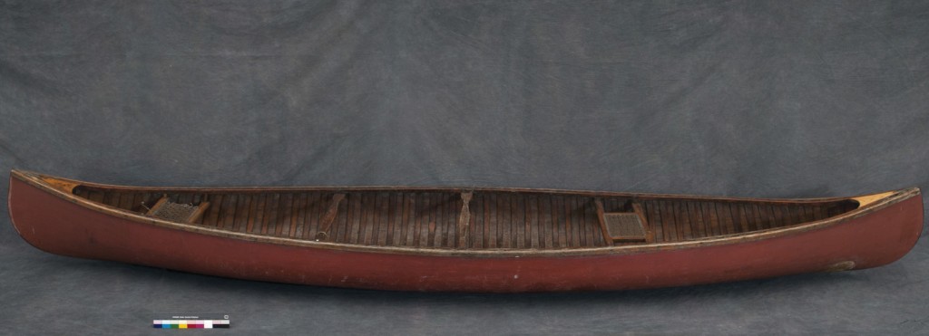A 16-foot Chestnut Deer cedar-strip canoe, once owned by the Mason family. Canadian Museum of History, 2010.139.1, IMG2011-0348-0009-Dm