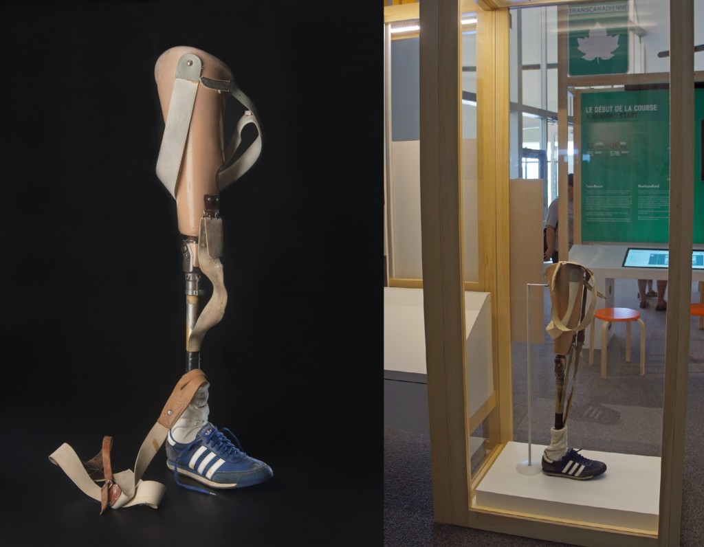 One of the artificial legs that Terry Fox used during the Marathon of Hope.