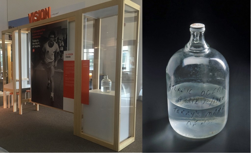 Terry Fox’s jug of water from the Marathon of Hope. The jug is still filled with water Terry collected near St. John’s, Newfoundland, on the first day of the run, April 12, 1980.