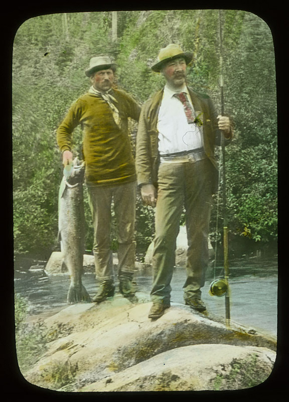 Two men salmon fishing