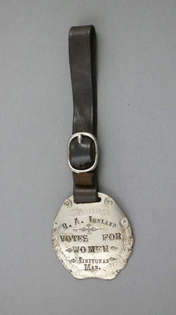 Watch fob owned by Roy A. Ireland, 1910s, Minitonas, Manitoba Loan courtesy of the descendants of Gertrude Twilley Richardson and Fanny Twilley Livesay, Manitoba Museum