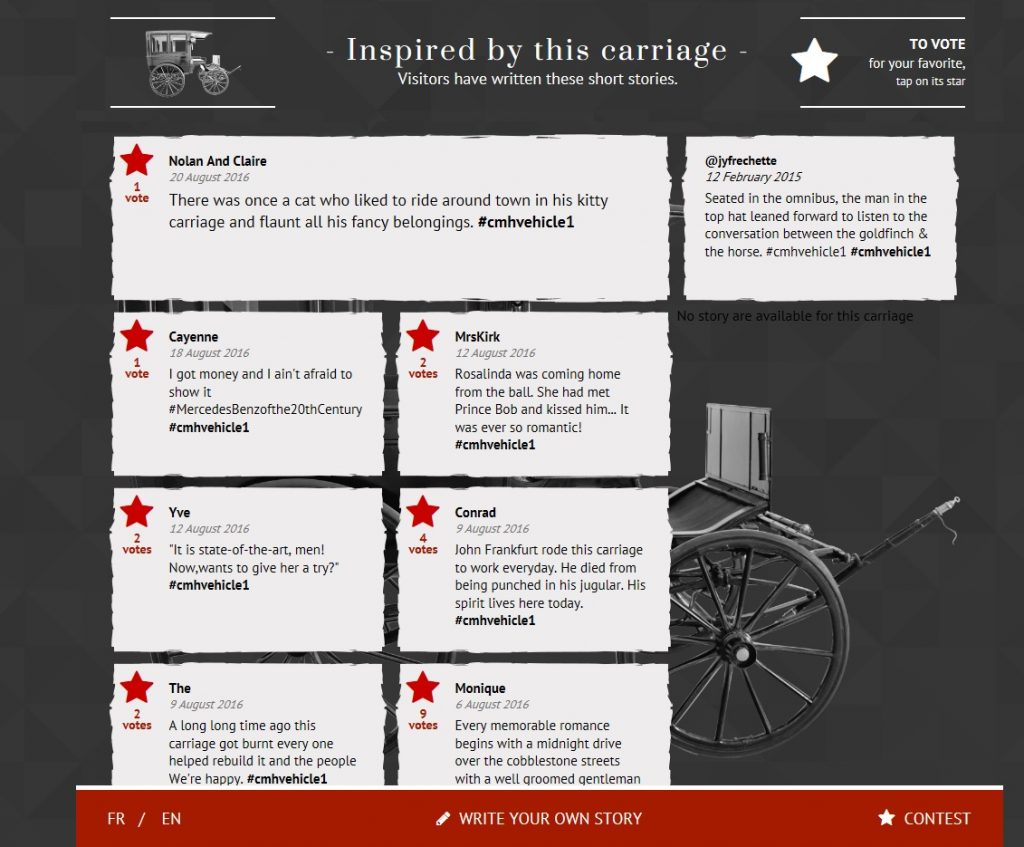 Part of the Twitterature application, as seen in the Horse Power exhibition. Image: Canadian Museum of History