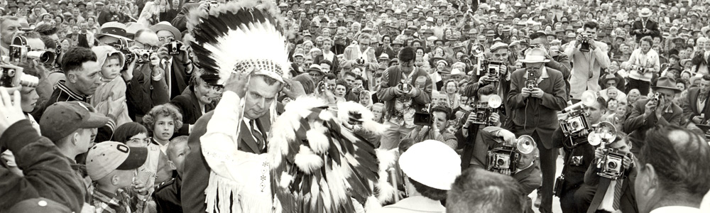 John Diefenbaker being named Chief Walking Buffalo by Chief Little Crow of the Sioux Nation
