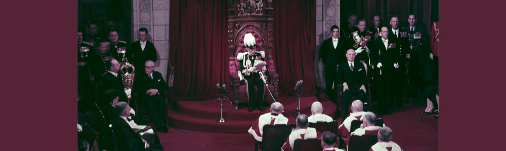 Vincent Massey giving the Speech from the Throne at the opening of Parliament