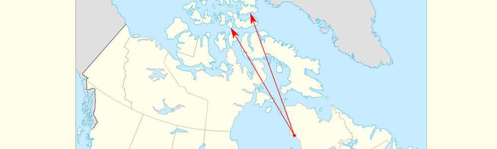 Map of relocation of Inuit families