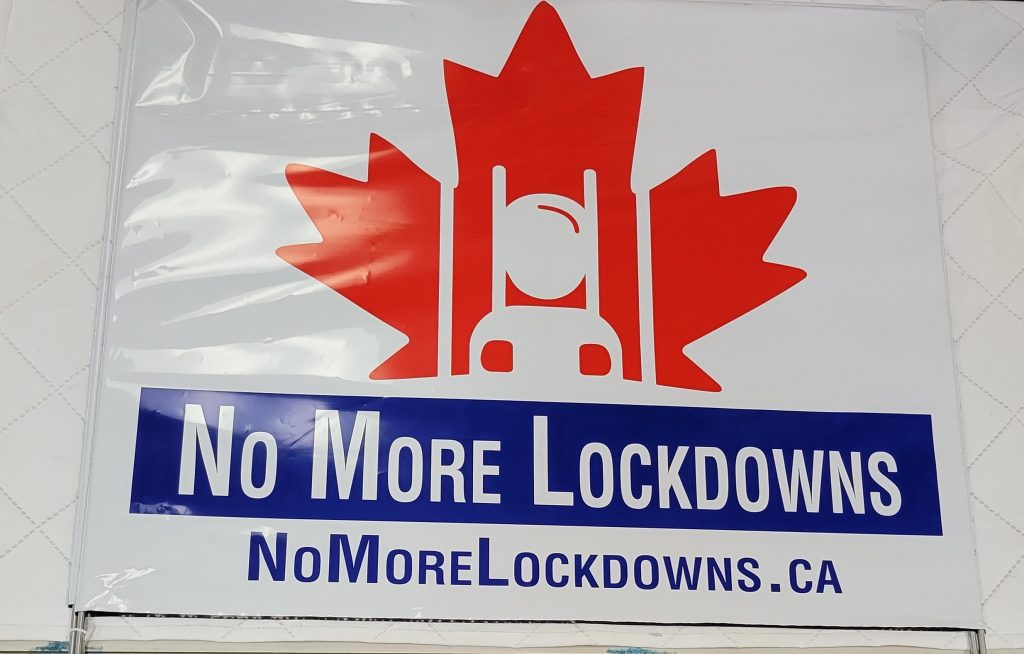 “No More Lockdowns.ca” lawn sign