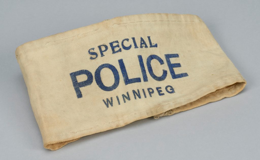 Winnipeg Special Police arm band, 1919, Gift of the Winnipeg Police Museum