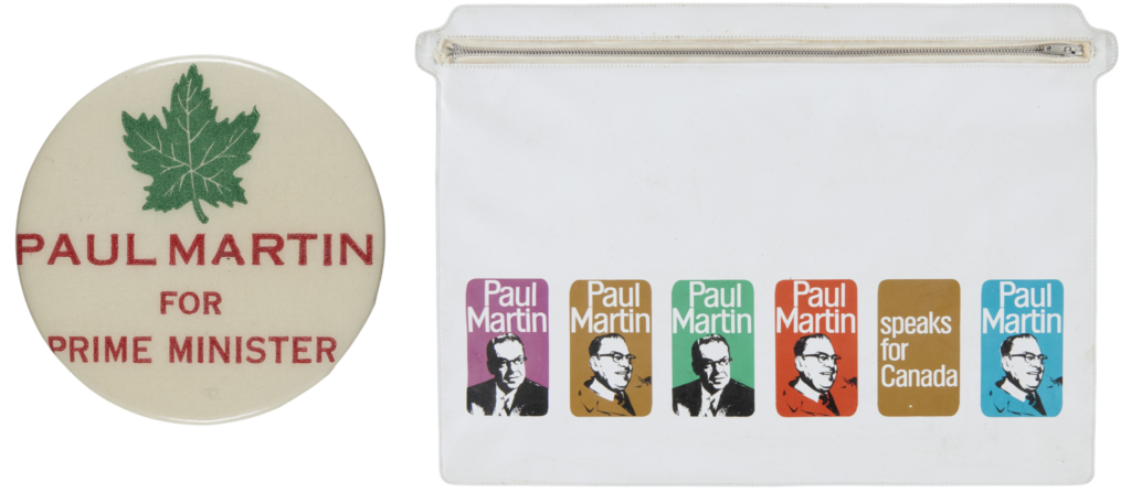 Button for Paul Martin, Sr. and Promotional folder for Paul Martin, Sr.