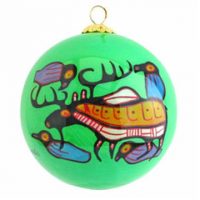 Norval Morrisseau Glass Ornament - Moose Harmony:: Ornement de verre Norval Morrisseau - Moose Harmony