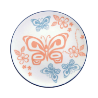 Porcelain Art Plate - Butterfly and Wild Rose by Justien Senoa Wood