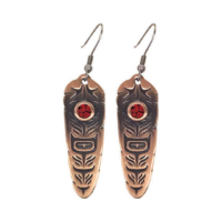 Sacred Feather Earrings - Ruby