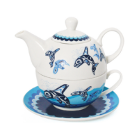 Tea For One Set - Orca Family by Paul Windsor from the Haisla and Heiltsuk nations.