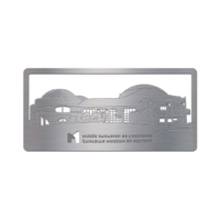 Metal bookmark featuring the Canadian Museum of History building.