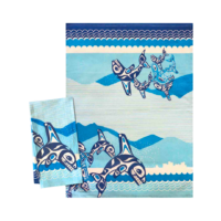 Printed Tea Towel - Orca Family, design by Paul Windsor
