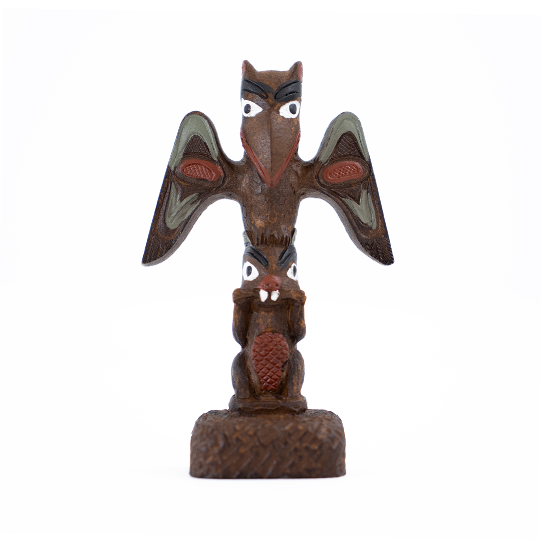 500342 Raven Hand-Painted Wooden Totem