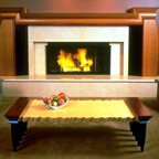 Fireplace Mantel and Tiger Table
