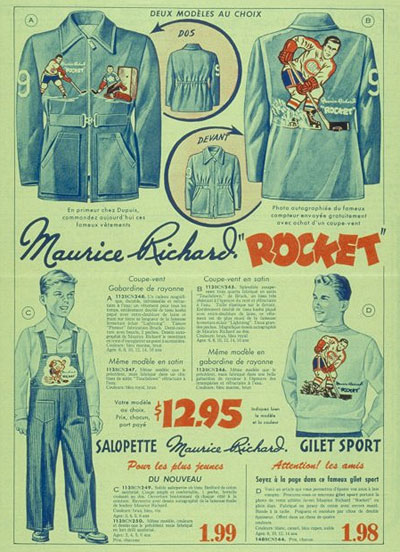 Maurice Richard jackets, Dupuis Frres Mi-hiver 
1951-52.