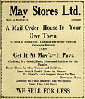 May Stores offers better prices than 
the catalogue houses, Stettler Independent, November 1, 1928.