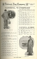 Waterproof clothing, Hudson's Bay 
Company Fur Trade Depot catalogue, ca. 1934, p.23.