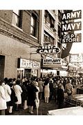 Lineup for Army and Navy's famous shoe 
sale.