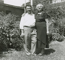 Michael and Carmela Colangelo in the backyard of their Arlington Avenue home, ca 195