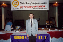 Chris Bennedsen at the Order Sons of Italy annual convention, May 1991.