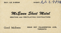 Business card for McEwen Sheet Meta