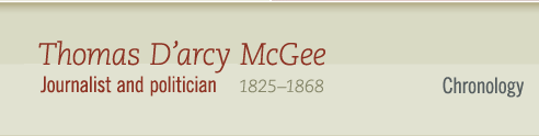 Thomas D'arcy Mcgee, 1825-1868 Journalist and politician- Chronology